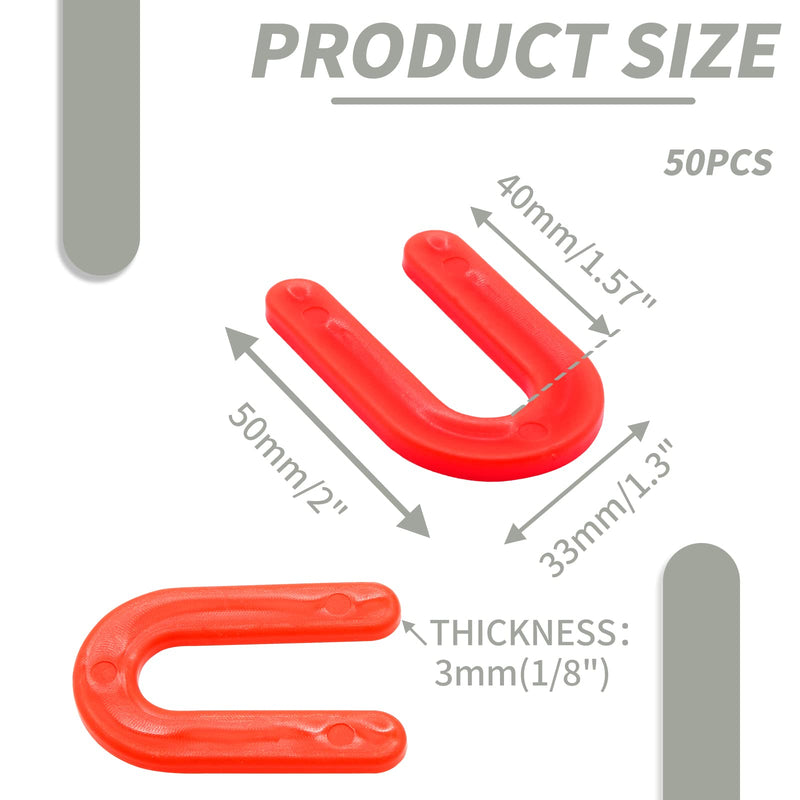 [Australia - AusPower] - 50 Pcs Horseshoe Shim Tile Spacers, 1/8 Inch U Shape Tile Spacers Plastic Shims Structural Shims for Leveling, Red 1/8" 50 