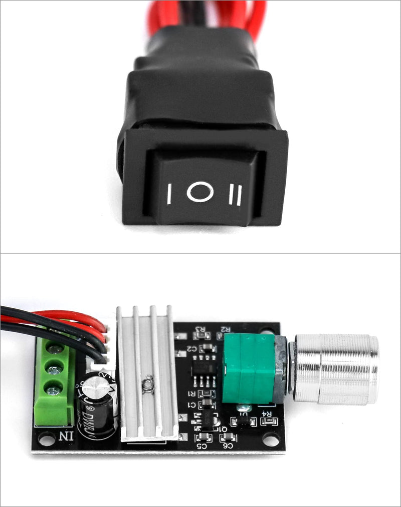 [Australia - AusPower] - QWORK 1203BB 6V 12V 24V 3A 80W DC Motor Speed Controller (PWM) Adjustable Reversible Motor Driver Switch 