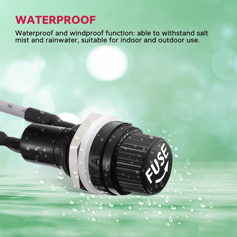 [Australia - AusPower] - EPLZON 5 x 20 mm Black Screw Cap Fuse Holder 250 VAC 10 A 125 VAC 15 A with Pre-Soldered Wires and 10 A/15 A Quick Bubble Glass Fuse Kit 
