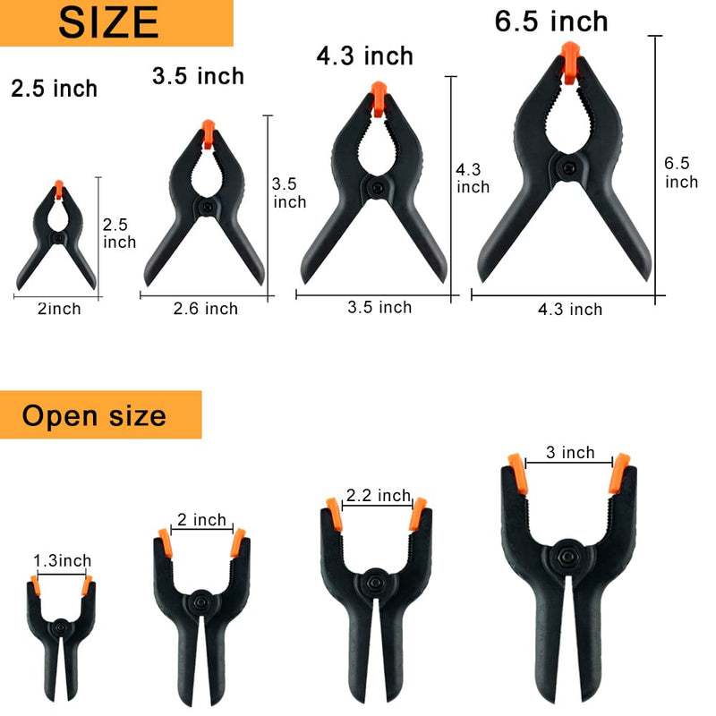 [Australia - AusPower] - WAENLIR 6 Piece 6.5 inch Nylon Spring Clamp Set Plastics Clips for backdrop, Wood Working, Photography, Craft, Art DIY 6.5 inch 6P 