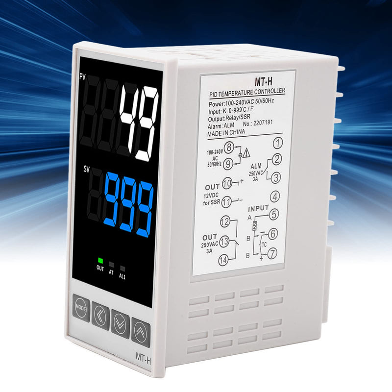 [Australia - AusPower] - PID Temperature Controller Kit, High Voltage 100ACV to 240ACV Digital Display Universal Thermostat with SSR Solid State Relay, Support K, J, E, N Thermocouple (48 X 96mm) 48 X 96mm 