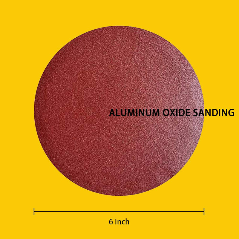 [Australia - AusPower] - 60 PCS 6 Inch NO-Hole PSA Aluminum Oxide Sanding Disc, Self Stick(10 Each of 60 100 150 180 240 400 Grit) 