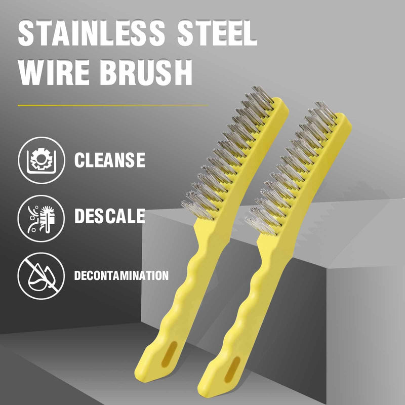 [Australia - AusPower] - 2 Pcs Stainless Steel Wire Brush, Wire Brushes for Cleaning Rust Heavy Duty Rust Remover for Metal Welding Wire Brush with Curved Handles 11 Inch for Rust Removal, Deburring by Chillnhangby 2 pcs wire brush 