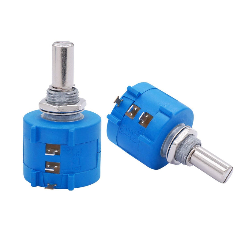 Taiss 3590S-2-104L Potentiometer, 100k Ohms, 10-Gang Rotary Wire, Precision Multi-Gang Wire, Adjustment Resistance, Pack of 2 with 2 Knobs 100k ohm