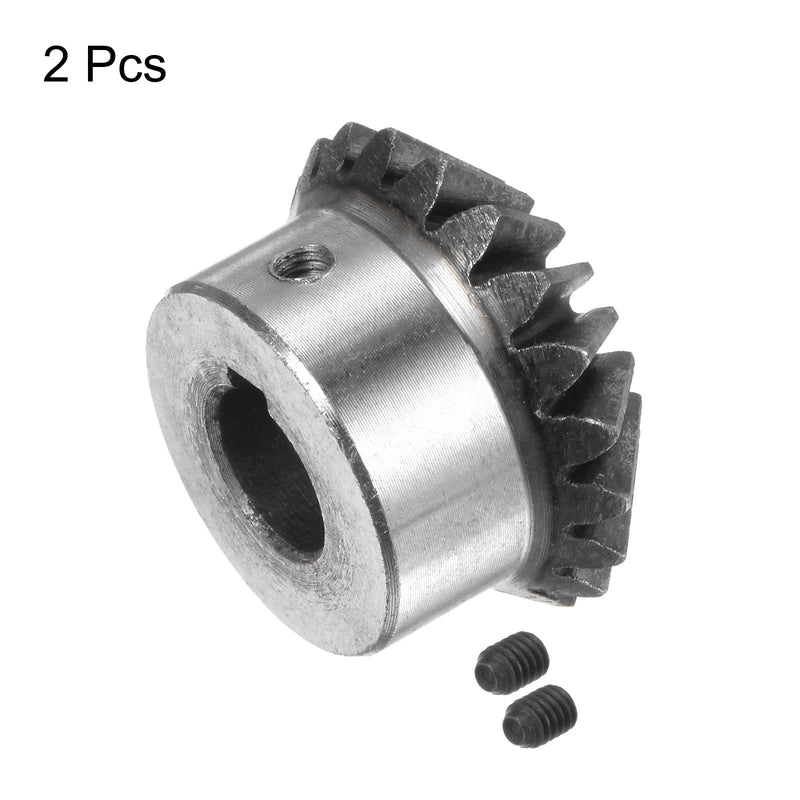[Australia - AusPower] - 2pcs Bevel Gear 2M 20 Teeth 14mm Shaft Hole 1:1 Tapered Bevel Pinion Gear 45# Steel 2 Module 90 Degree Steering Gear, for Hardware Mechanical Rotation, with 5mm Keyway 14 mm 