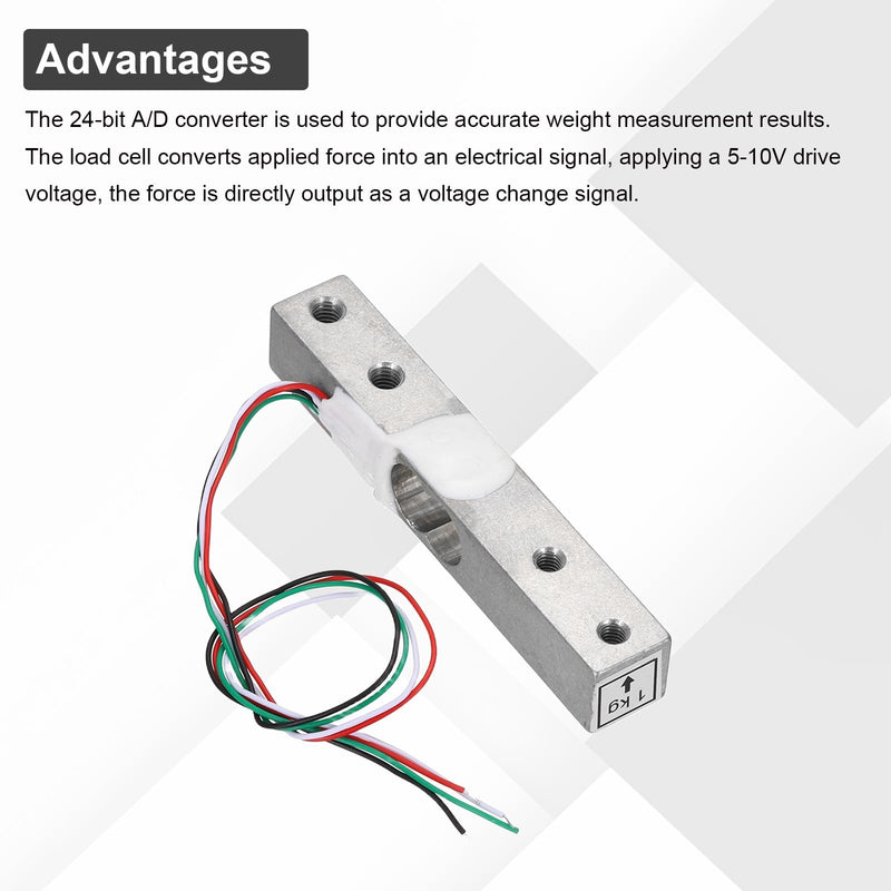 QUARKZMAN Digital Load Cell Weight Sensor 1 kg HX711 Module Weighing Sensor Set of 4 | 24 Bit Precision A/D Dual Channel, 20 x 33 mm, for DIY Portable Electronic Kitchen Scale Kit