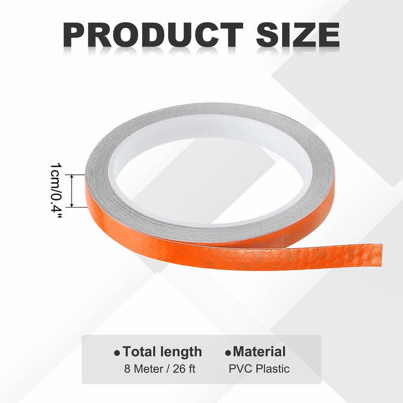 MECCANIXITY Reflective Tape, 0.4 Inch x 26 ft Self-Adhesive Trailer Reflector Tape Waterproof Warning Safety Sticker High Visibility Night Reflectors, Orange