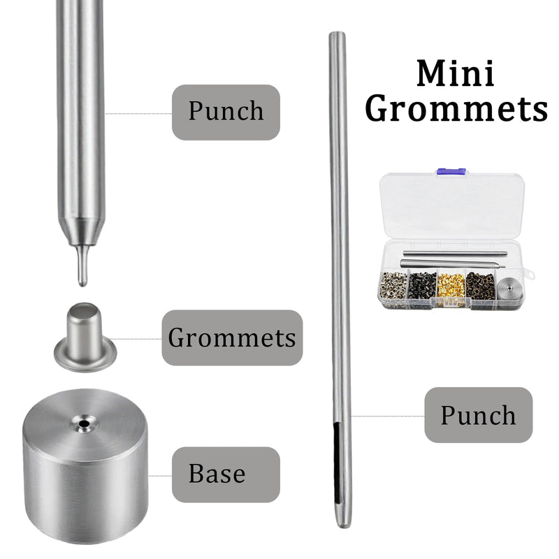 [Australia - AusPower] - Mini Grommets Kit - 2mm Copper Plated Metal Grommets in 4 Colors for Shoelaces Belts Crafts with Plastic Storage Box 
