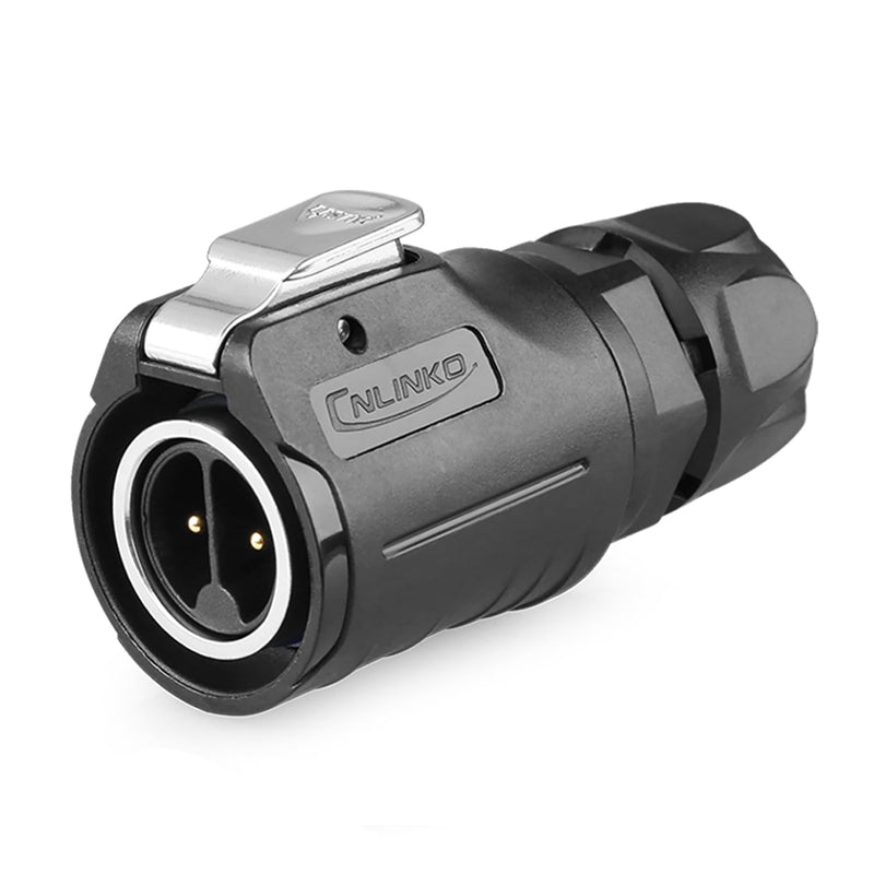 CNLINKO LP-16 2 Pin Industrial Waterproof Connector, IP68 Round Connector, PBT Plastic Housing Quick Plug Aviation Connector M16 Male and Female (2 Pin) 2 Pin