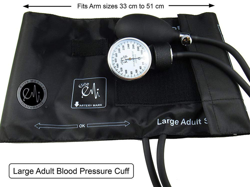 [Australia - AusPower] - EMI Aneroid Sphygmomanometer Manual Blood Pressure Large Adult Cuff (Large Adult - Black) Large Adult - Black 