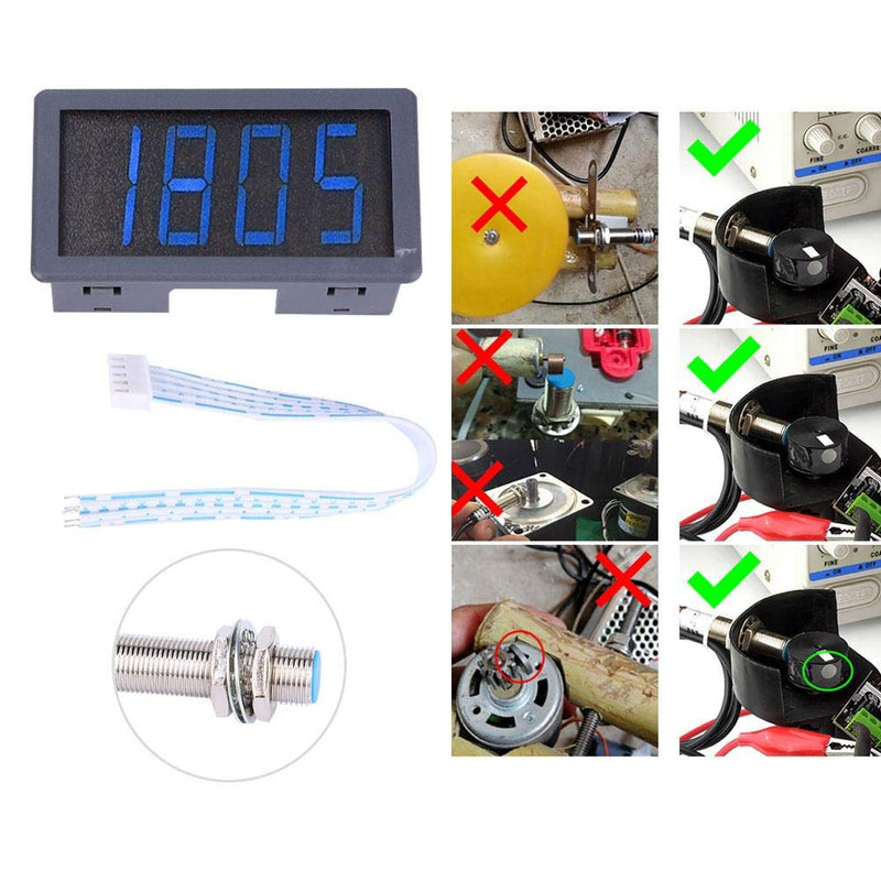 [Australia - AusPower] - Blue LED Motor Tachometer, Tester and Detectors Digital Tachometer + NPN Hall Proximity Switch Sensor (12.00 x 12.00 x 4.00) 