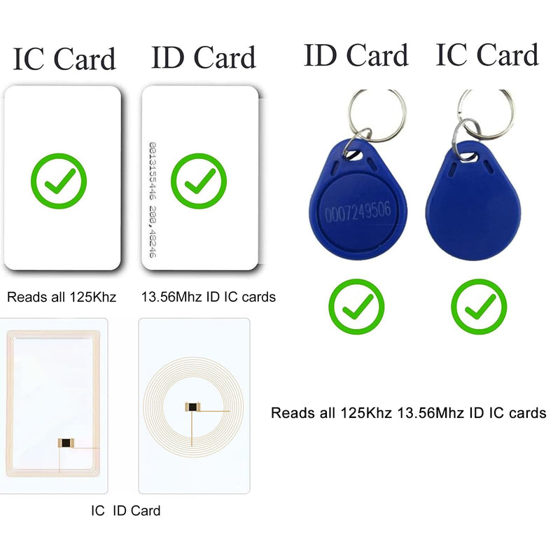 [Australia - AusPower] - RFID Reader - Metal Case ID IC Card Reader Long Range 125KHz/13.56Mhz Dual Frequency Reads TK4001 EM4100 NFC Card MFS50S70 and Other 14443A Protocol Tags 