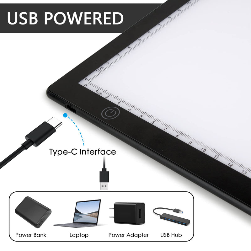 [Australia - AusPower] - DGODRT Slide Viewer Light Box for Scan Old Slide Negative Film Scanning, A4 Ultra-Thin Light Box Scanner with 3 Adjustable Brightness, USB Powered 