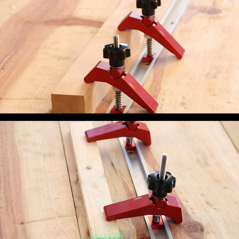 [Australia - AusPower] - HONGDUI YB07X Red Quick Acting Hold Down Clamp Aluminum Alloy T-Slot T-Track Clamp Set Woodworking Tool for Woodworking Table 