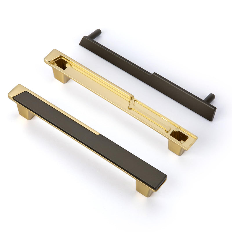Haliwu 4 Pack 5 Inch Brushed Nickel and Black Cabinet Handles, 2 Tone Silver Drawer Pulls, Zinc Alloy Cabinet Hardware for Kitchen Cupboard Bathroom Dresser 5 Inch Hole Centers Black & Brushed Nickel