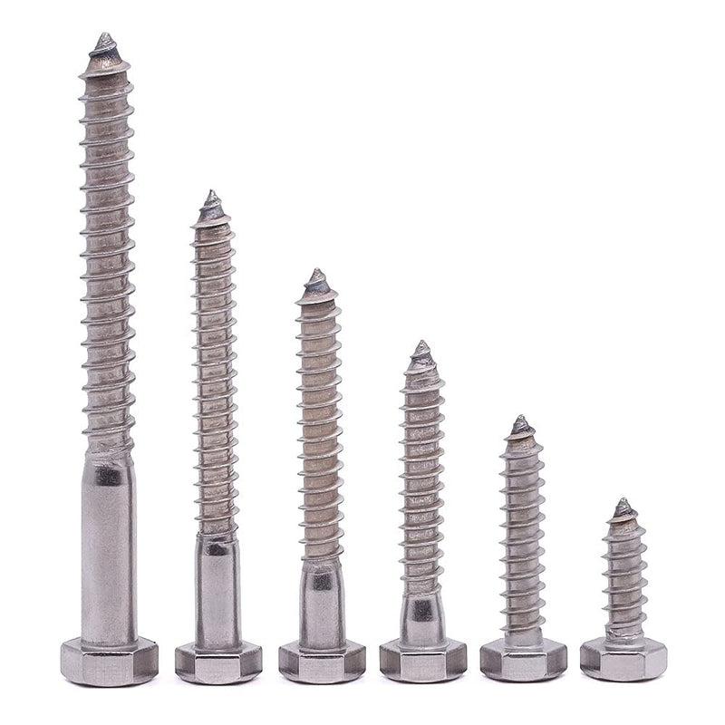 [Australia - AusPower] - 3/8" x 4" Hex Head Lag Screws Bolts for Wood, 304 Stainless Steel 18-8, Heavy Duty Lag Bolts, Hexagon Head Wood Deck Screws 10 PCS 3/8 x 4" 