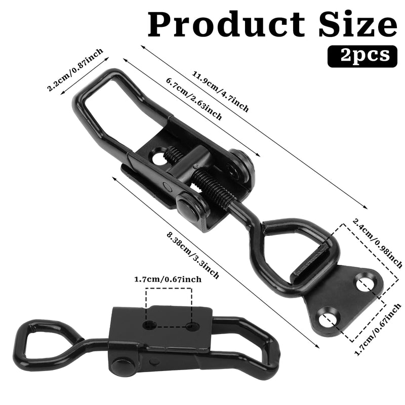 [Australia - AusPower] - 2 PCS Black Toggle Latch Clamp 300lbs Heavy Duty Adjustable Toggle Clamp Pull Latch, Quick Release Smoker Door Latch Metal Toggle Clamps for Box, Gate, Cabinet, Case 