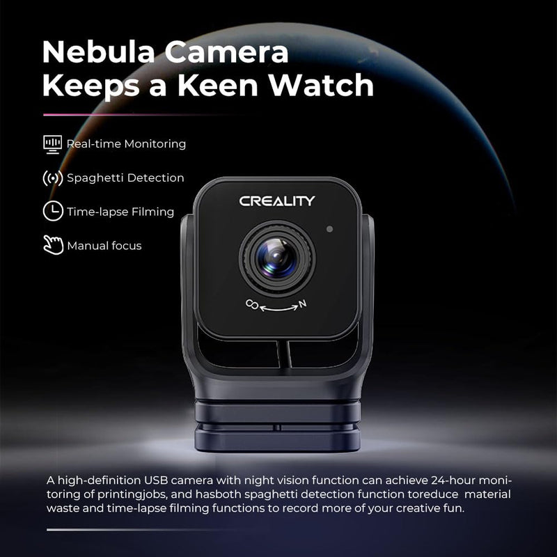 Creality Nebula Camera for 3D Printers, HD Quality for Sonic Pad, Nebula Pad, Ender 3 V3/Plus/KE/SE, CR-10 SE, HOLOT-MAGE/PRO, Real-Time Monitoring, Time-Lapse Photography, Spaghetti Detection