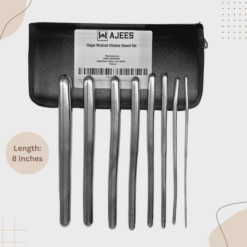 [Australia - AusPower] - Hegar Medical Dilators Sound Set, 7.5 inches Double Ended Urethral Sounds Kit, Hegar Sounds Set, Urethra Dilators Set of 8 Double Ended Instruments 1 