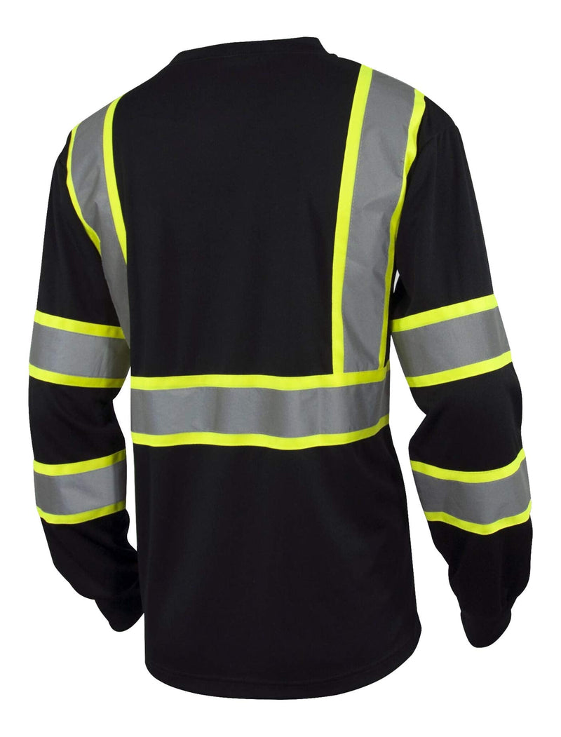 L&M Hi Vis Class 3 T Shirt Reflective Safety Black Short Long Sleeve HIGH Visibility 39 55 Medium Black(long Sleeve)
