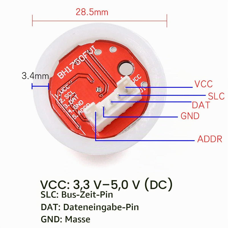Hailege BH1750 BH1750FVI Digital Light Intensity Sensor Module Light Illumination Sensor Light Intensity Ball for Arduino DC 5V Pack of 2