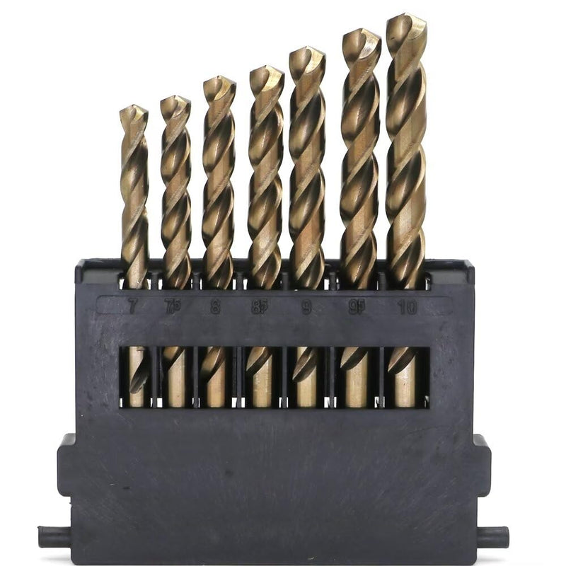Metric Cobalt Drill Bits 1-10mm 19PCS, M35 high speed steel, high hardness straight shank drill, mechanical or hand drill for drilling, suitable for stainless steel, iron, copper and aluminum. 1-10 mm (19 Count)