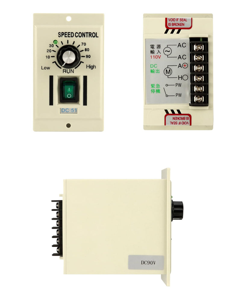 QWORK AC 110V 400W Knob Motor Speed Controller, 2 Pack DC 0-90V Variable Adjustable Speed Regulator for 90V DC Motors 2 pcs