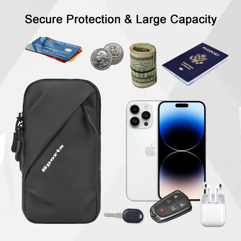 [Australia - AusPower] - Phone Holder Arm Bands, Small Crossbody Shoulder Holsters Bag with Arm Band, Fits iPhone and All Cell Phones, Use for Running, Walking, Hiking & Biking (Plus Size,Black) Black 