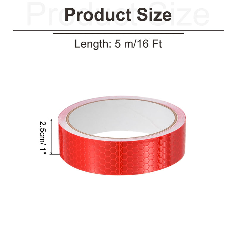 MECCANIXITY Reflective Tape, 1" x 16 Ft Night Safety Caution Warning Tapes Adhesive Tapes Waterproof PVC Marking Stickers for Trailers Motorcycle Steps Floor Boats Floor, Red 1 Inch x 16 Ft