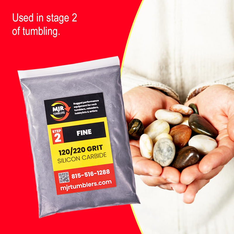 [Australia - AusPower] - 1lb of MJR Tumblers Premium 120/220 Fine Silicon Carbide Rock Polishing Grit for Step/Stage 2, MJR Tumblers is a Disabled and Veteran Owned Company Proudly Located in USA 