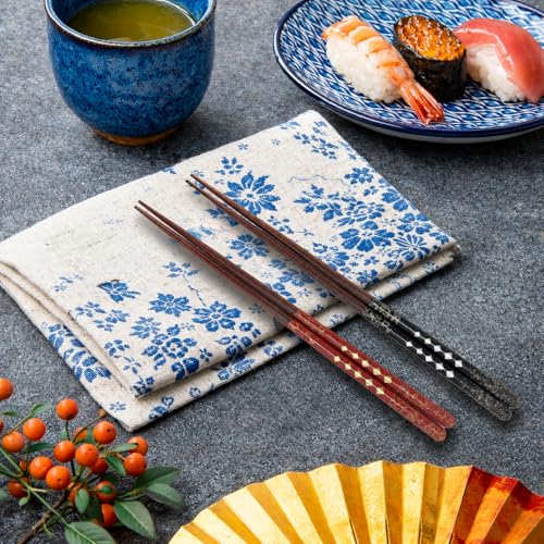 Premium Japanese Chopsticks Set for 2 [Made in Japan] Reusable Wooden Chopsticks with Elegant Iridescent Inlay Traditional Lacquered Finish D (Starlight Spark 2prs (MK059)) Starlight Spark 2prs (MK059)
