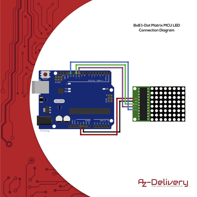 AZDelivery 5 x MAX7219 8x8 Dot Matrix MCU 64 LED Display Module Display Module Compatible with Arduino and Raspberry Pi with E-Book
