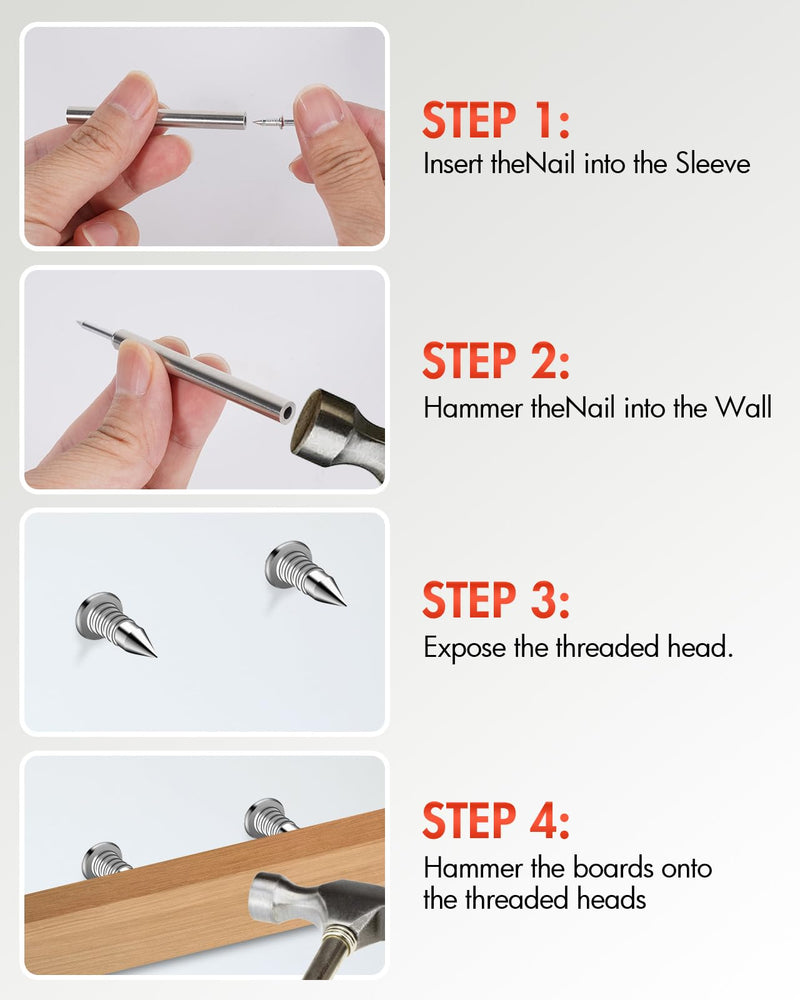 [Australia - AusPower] - Double-Head Skirting Thread Seamless Nail, Skirting Line without Marks Nail, Seamless Nail, Invisible Security Screws 120pcs+2tools 