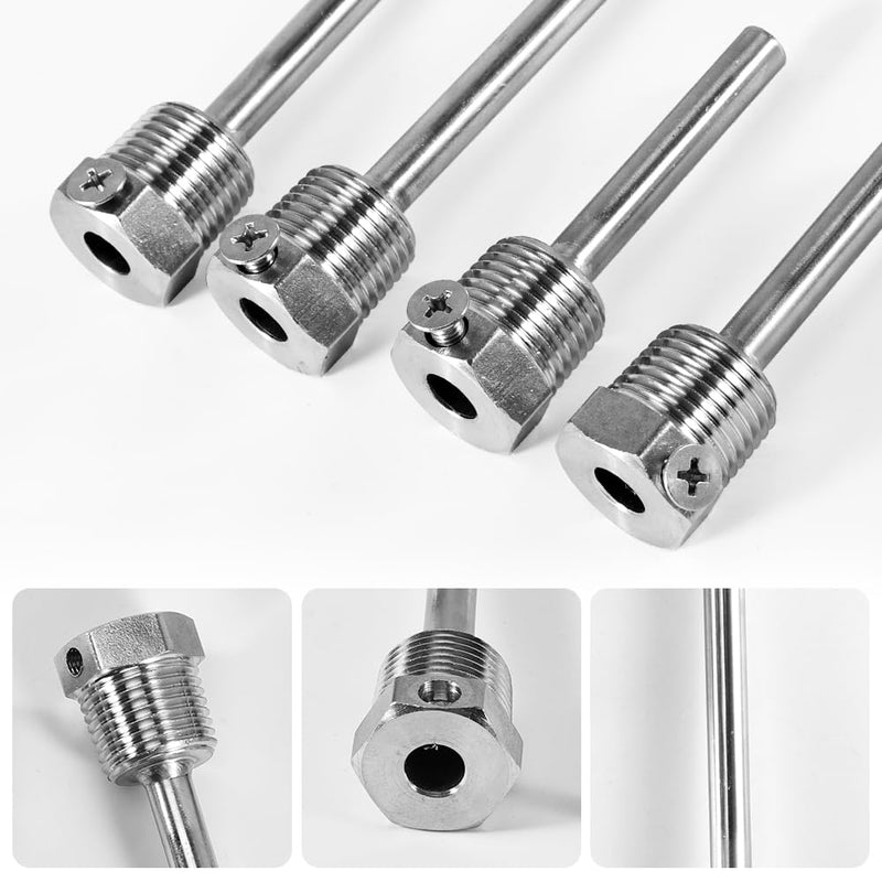 [Australia - AusPower] - 2 pieces 300 mm immersion sleeve, stainless steel immersion sleeves with locking screw, G 1/2 inch thread for temperature sensor, protective tube for temperature sensor, immersion protection tubes for 300mm 
