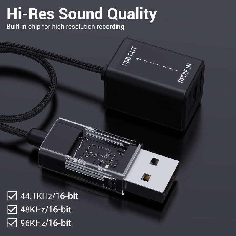 [Australia - AusPower] - Cubilux USB A SPDIF Input Adapter for PC [Stereo Recording ONLY, NOT for Playing Audio] USB Optical Line-in Dongle, Toslink to USB Receiver, USB A SDPIF RX Interface Suitable for Laptop Computer 