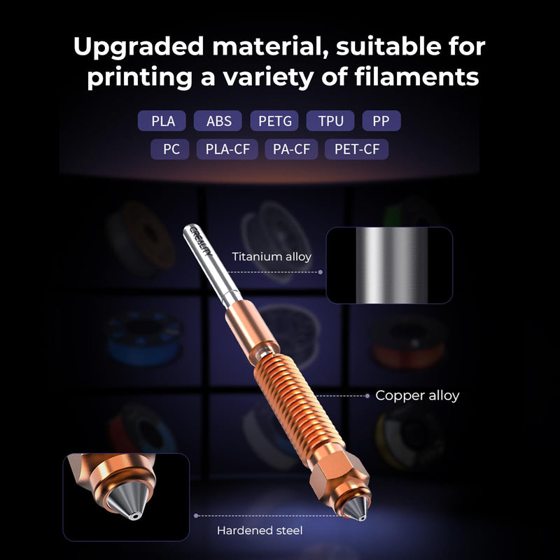 Creality K1C 3D Printer Nozzle Kit, Unicorn Quick-Swap Nozzle Kit 0.4mm 0.6mm 0.8mm, Steel-Tipped Copper Nozzle and Titanium Alloy Heatbreak, High Flow Nozzle Kit for K1 SE/K1C/Ender-3 V3 Plus 4PCS-Upgrade-0.4 0.6 0.8