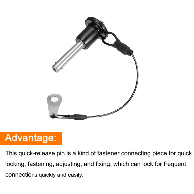 [Australia - AusPower] - uxcell Ball Locking Pins, 304 Stainless Steel Grip Push-Button Locking Quick Release Pin with 24cm Wire (6mm-20mm) 6mm-20mm 