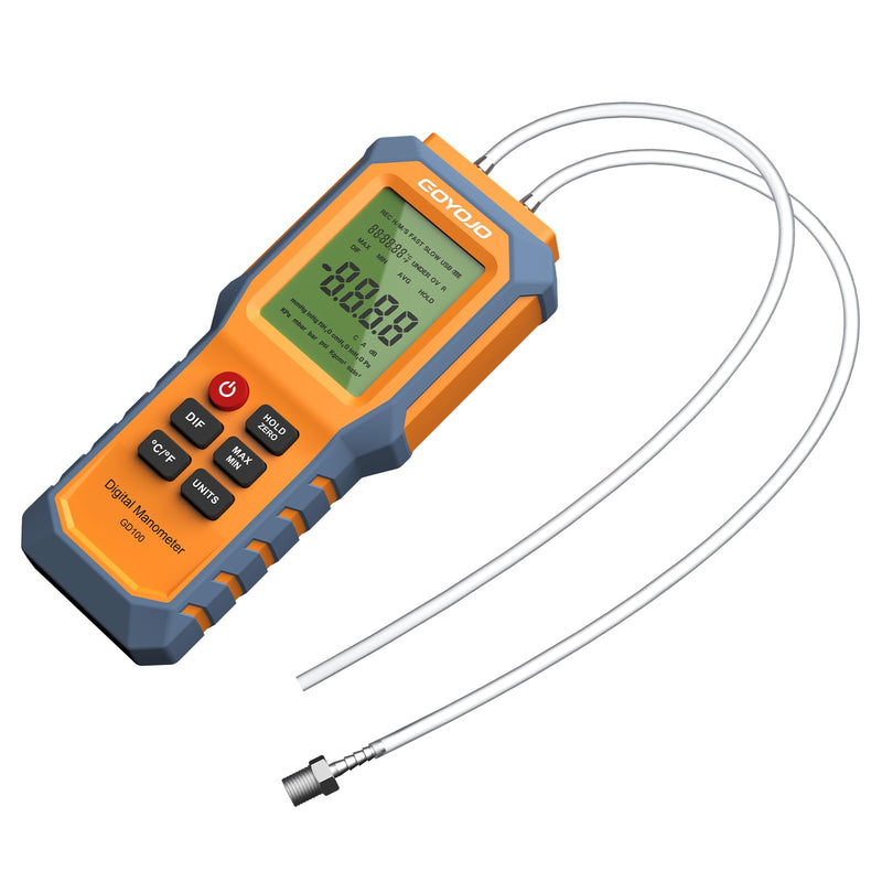 [Australia - AusPower] - Handheld Manometer with Backlit, Dual-Port HVAC Digital Manometer Gas Pressure Tester, LCD Screen & Indoor Temperature Measurement, 12 Units, for Natural Gas Pipelines Ventilation Detection 