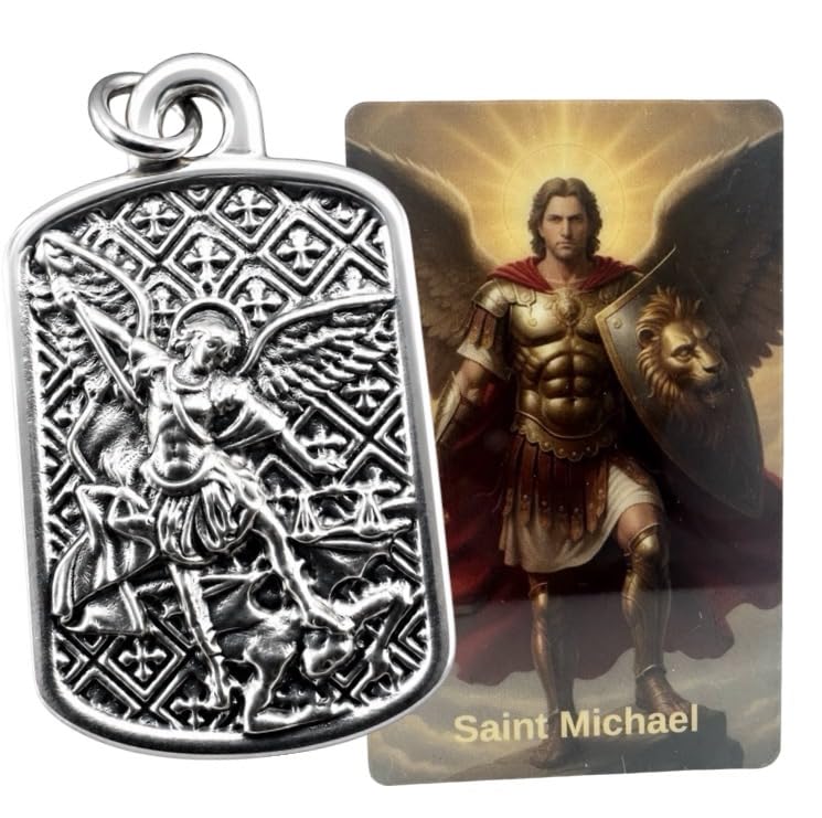 Saint Michael Archangel Medal Italian Pendant Catholic Protection Necklace