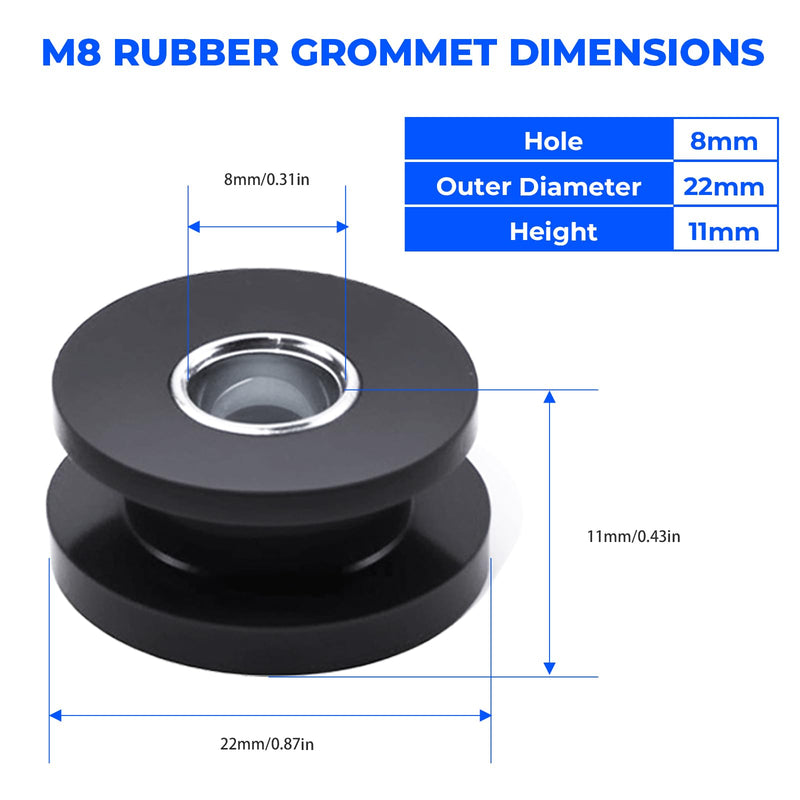 [Australia - AusPower] - Rubber Grommet Kit M8 with Steel Sleeve Reinforced, 10PCS Rubber Bushings for Motorcycle Fairing Windshield Mount, Automotive Panel Mount, Boat Windshield, Equipment Mount Vibration Isolation 