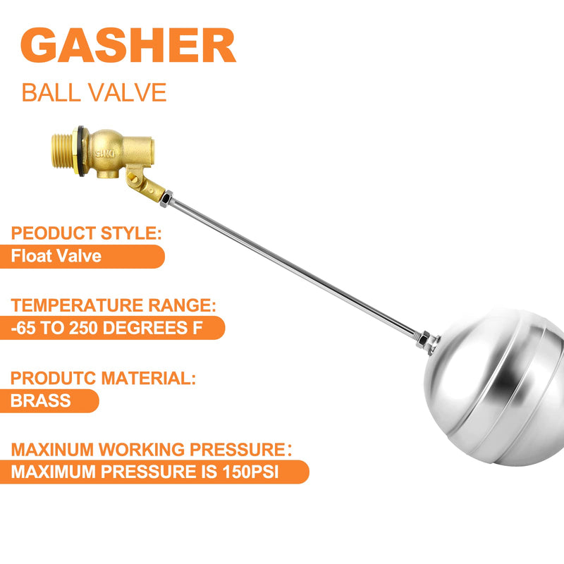 [Australia - AusPower] - GASHER 2PCS 3/4" 304 Stainless Steel Float Ball Valve with 3/4"G Female x 3/4"NPT Male Adapter, DN20 Adjustable Water Tank Float Ball Valve for Stock Tank Pool Water Level Control 3/4" DN20 2 