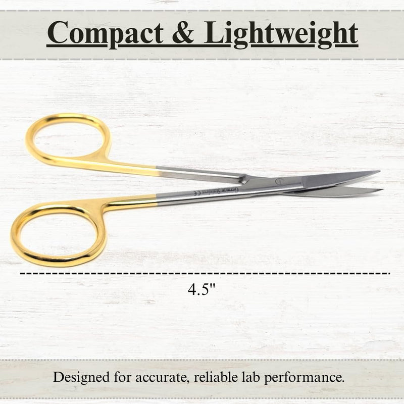 Premium Iris Scissors Micro Dissecting Scissors Curved 4.5" with Fine Sharp Blades Made of Stainless Steel Medical Surgical Tools (Gold Handle) Gold Handle