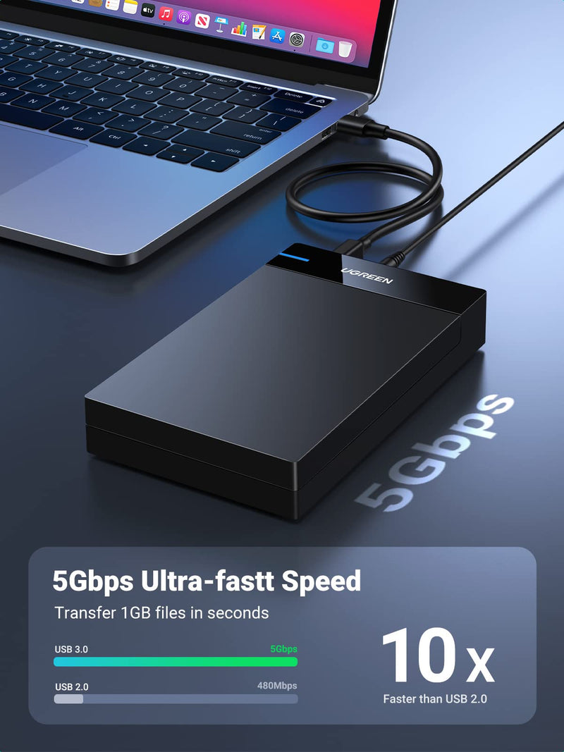 [Australia - AusPower] - UGREEN External Hard Drive Enclosure for 3.5 2.5 Inch SATA SSD HDD USB 3.0 to SATA III Hard Drive Case with UASP 12V Power Adapter Compatible with WD Seagate Toshiba Samsung Hitachi PS5 Xbox 