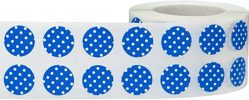 1/2" Inch Small Blue Labels with White Polka Dots, 1,000 Total Adhesive Stickers on a Roll for Efficient Inventory Management, Crafting Projects, and Organization in Offices, Schools, and Home
