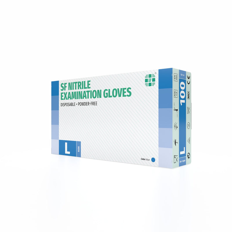 Disposable Nitrile Gloves, Box of 100 (L, Blue) | Powder-Free, Latex-Free, Non-Sterile | Powder-Free Disposable Gloves for Tattooing, Workshops, Kitchens, Cleaning...