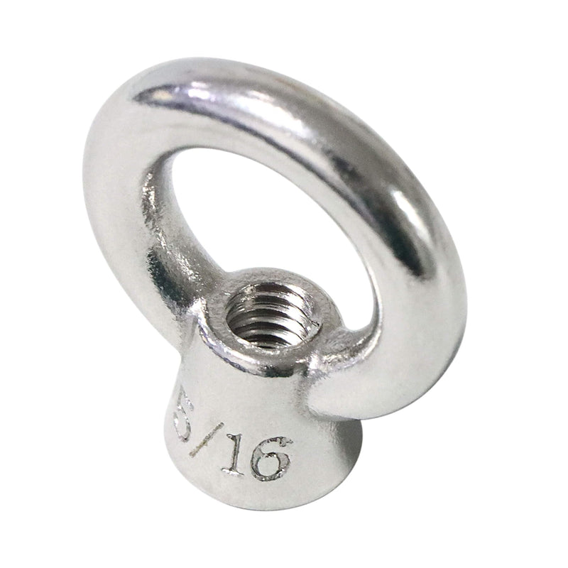 5/16" UNC Marine Grade Lifting Eye Nut, 316 Stainless Steel Threaded Nut Fastener, 4 Packs 5/16"