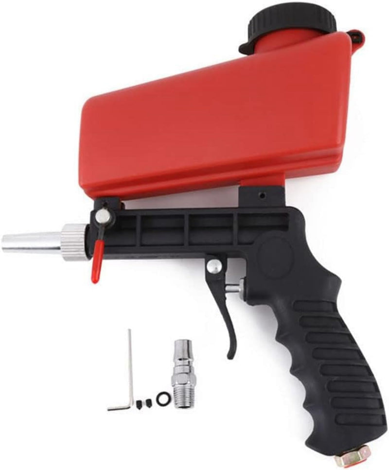 [Australia - AusPower] - Sandblaster Sand Blaster Gun Kit,Portable 90psi Gravity Sand Blasting Spray Tool,Pneumatic Sandblaster for Air Compressor,Remove Paint, Stains, Rust & Clean Surfaces(Red) 