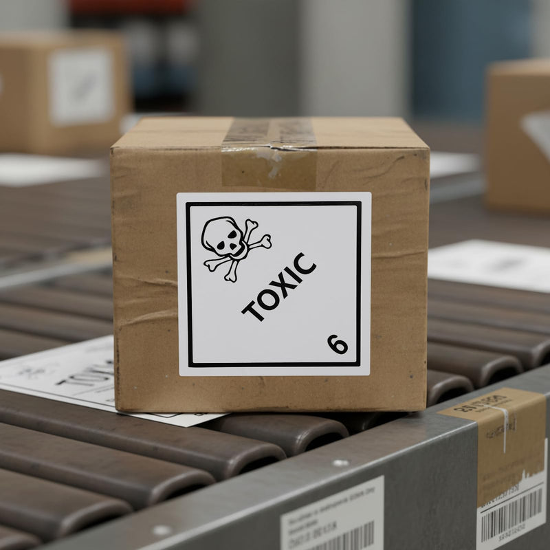 500 PCS Hazard Class 6 Toxic Labels - 4 x 4 Inch Square Poison Adhesive Labels for Industrial, Laboratory, Transportation