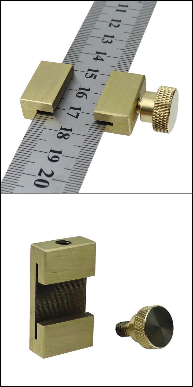 Brass Steel Ruler with Metal Stop, 300 mm, Metal Ruler, Ruler Stop, Marking Gauge, Stainless Steel, Ruler Stop Marking Tool, Combination Square Carpenter's Square (Brass) Brass