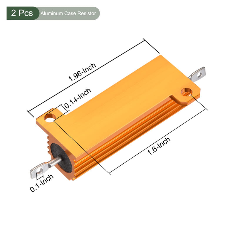 [Australia - AusPower] - YOKIVE Pack of 2 Aluminium Housing Resistor, Office LED Converter, Replacement Wire-Wound Resistor, Great for Daily Use (Gold, 50 W, 6.8 Ohm) 